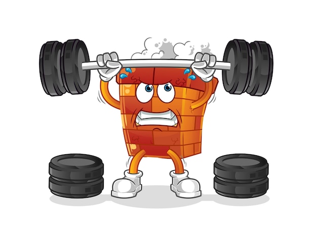 Vector chimney lifting the barbell character cartoon mascot vector