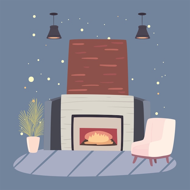 Vector chimney and sofa