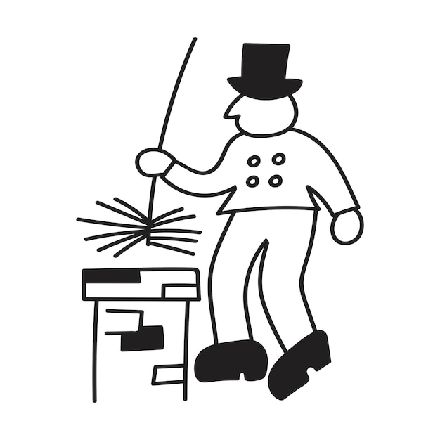 Chimney sweep illustration. outline vector icon on white background.