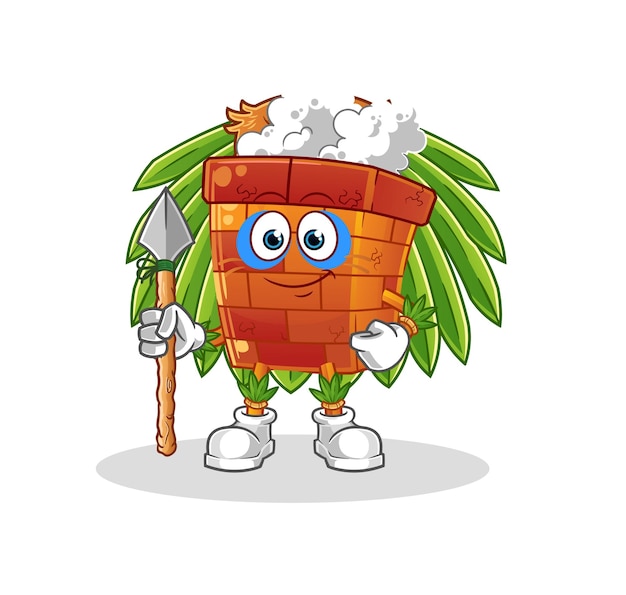 Chimney tribal man mascot cartoon vector