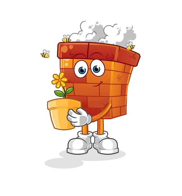 Chimney with a flower pot character vector