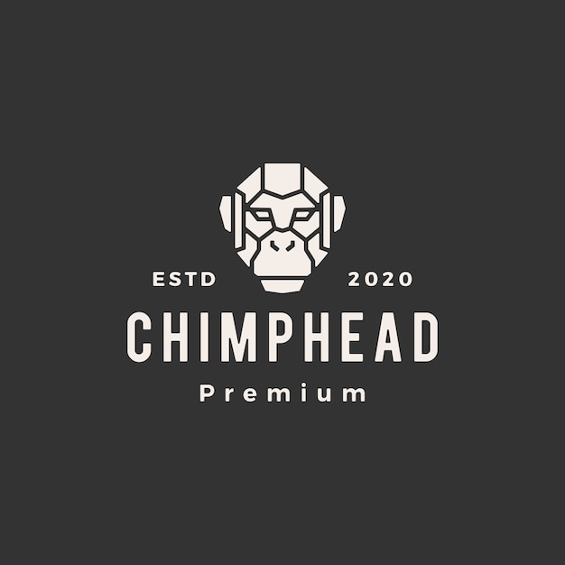 Chimp head  vintage logo  icon illustration