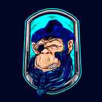 Vector chimpanse of the pirates illustration