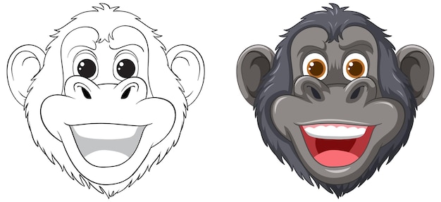 Vector chimpanzee faces vector illustration