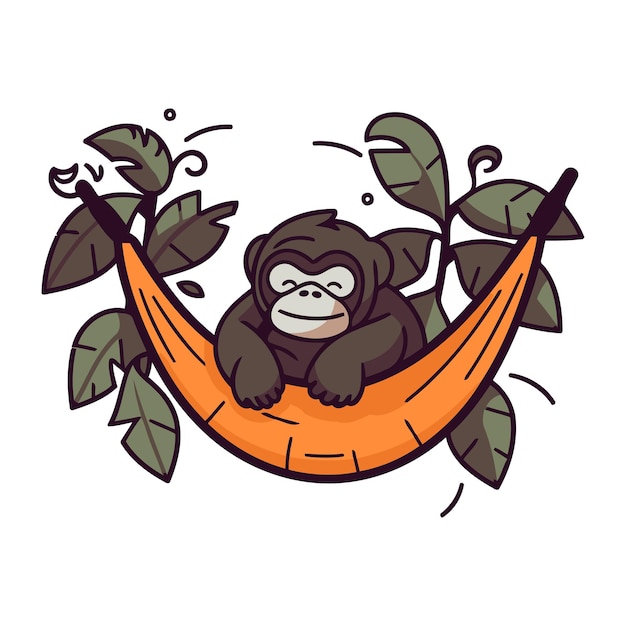 Vector chimpanzee sitting in a hammock vector illustration