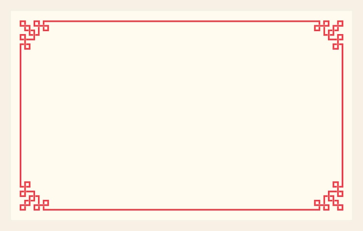 Vector china border frame with red line