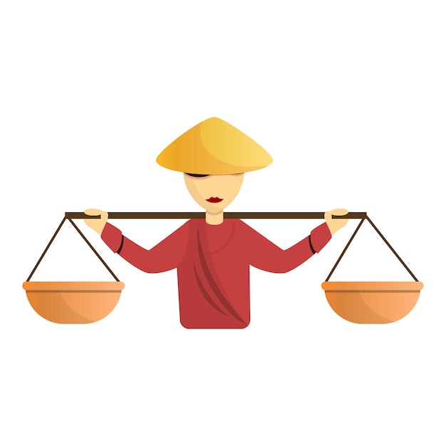 중국 운반 바구니 균형 아이콘 흰색 배경에 고립 된 웹 디자인을 위한 중국 운반 바구니 균형 벡터 아이콘의 만화