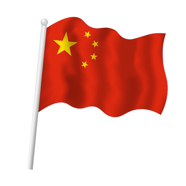 China flag on flagpole waving in wind vector chinese flag peoples republic of china symbol