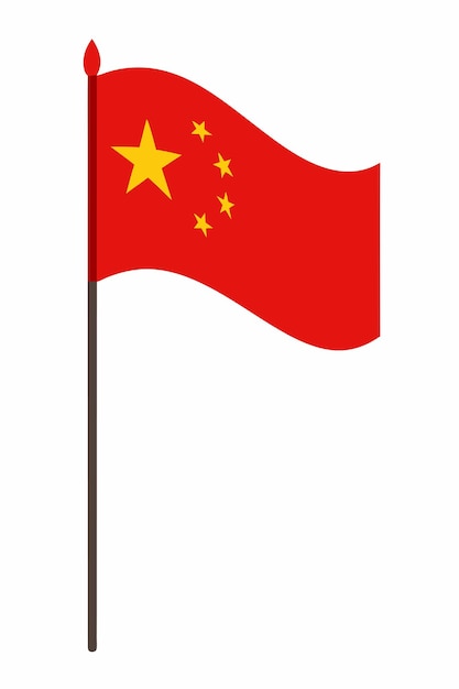 白い背景の中国国旗のベクトル