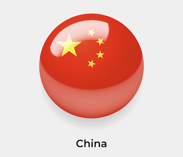 China flag glossy bubble icon vector illustration