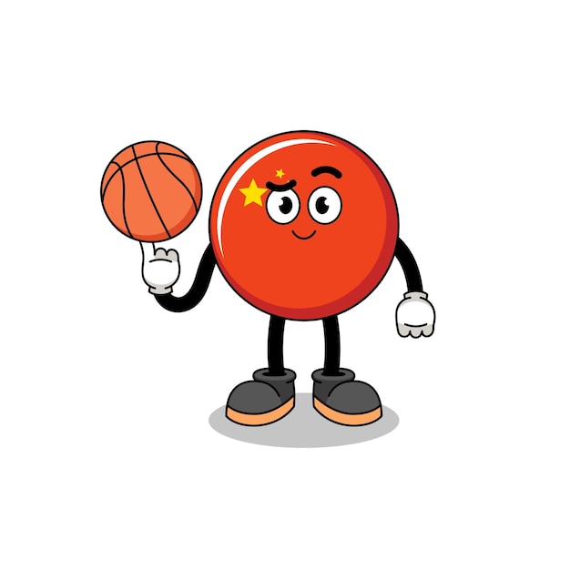 China flag illustration as a basketball player