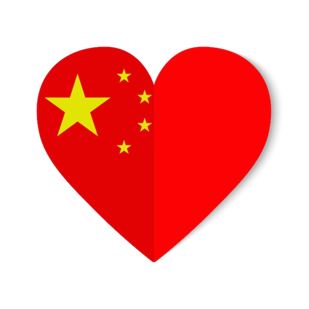 Bandiera della cina con l'icona del cuore su sfondo bianco