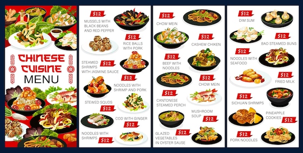 Vector china food dishes chinese cuisine vector meal menu