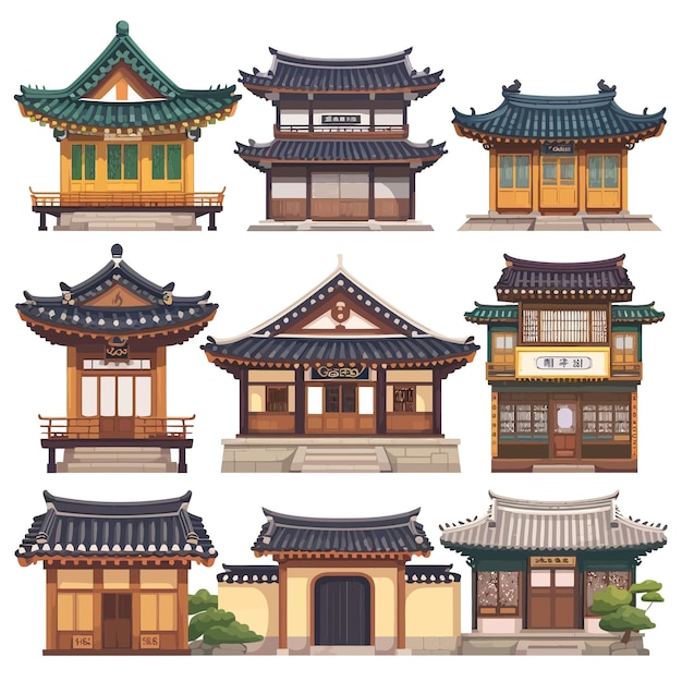 Vector china and japanese architecture