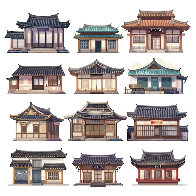 Vector china and japanese architecture