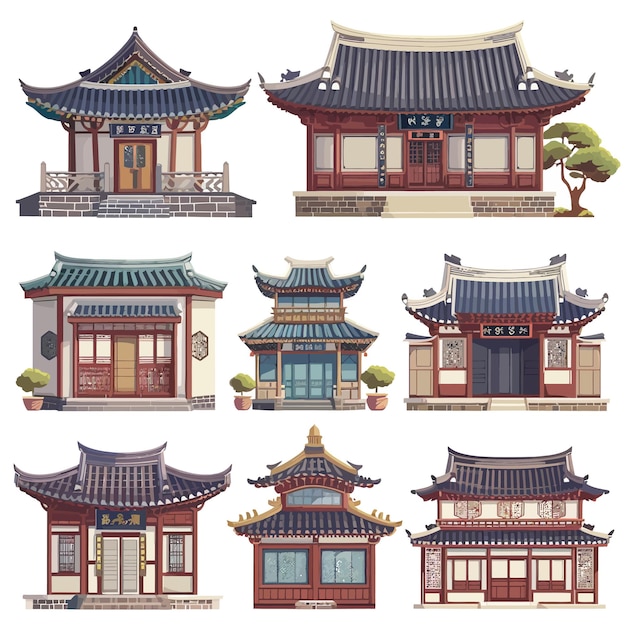 Vector china and japanese architecture