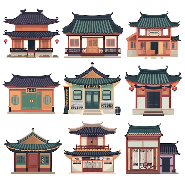 Vector china and japanese architecture
