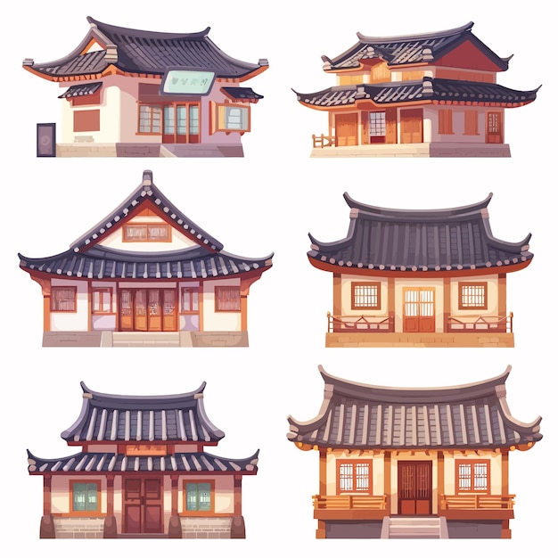 Vector china and japanese architecture