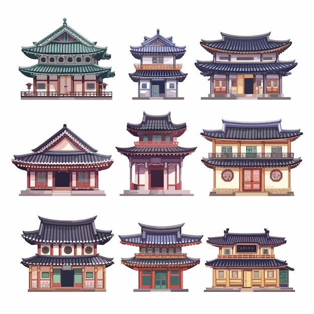 Vector china and japanese architecture