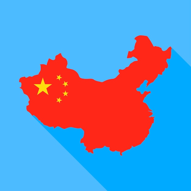 China kaart met lange schaduw