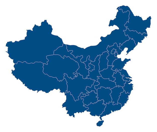China Kaart van China in administratieve provincies in blauwe kleur