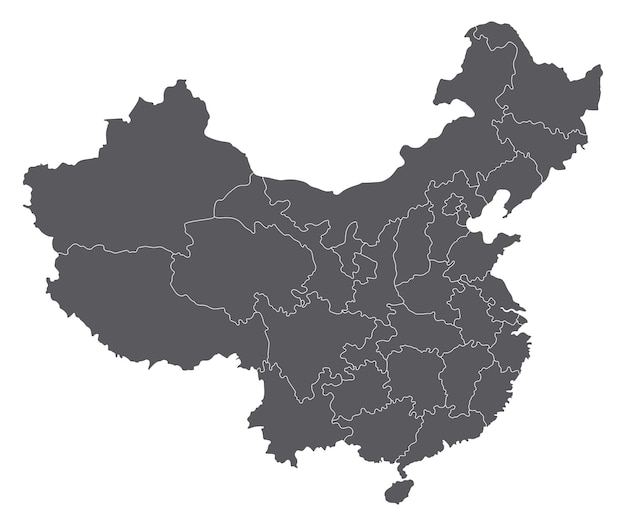 China Kaart van China in administratieve provincies in grijze kleur