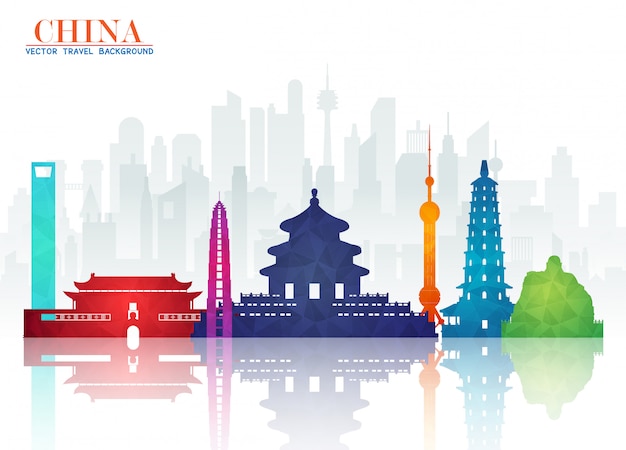 China landmark global travel and journey paper background.