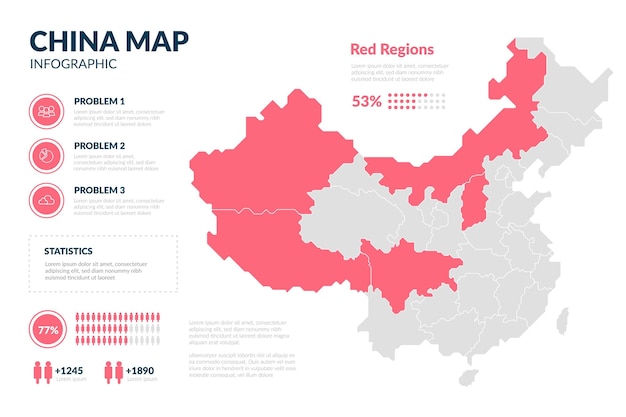 Вектор Китайская карта инфографики шаблон