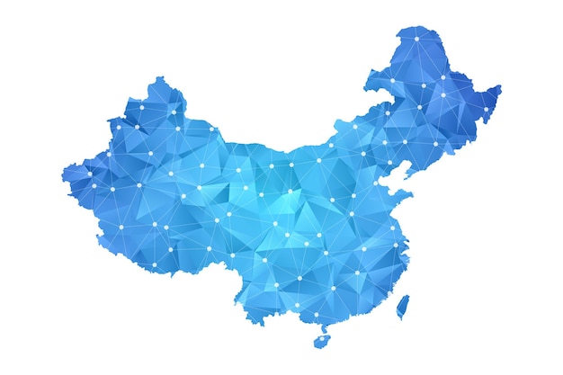 China map line dots polygonal abstract geometric.