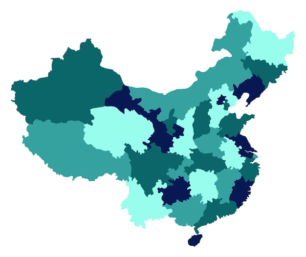 中国の地図 行政省の多色地図