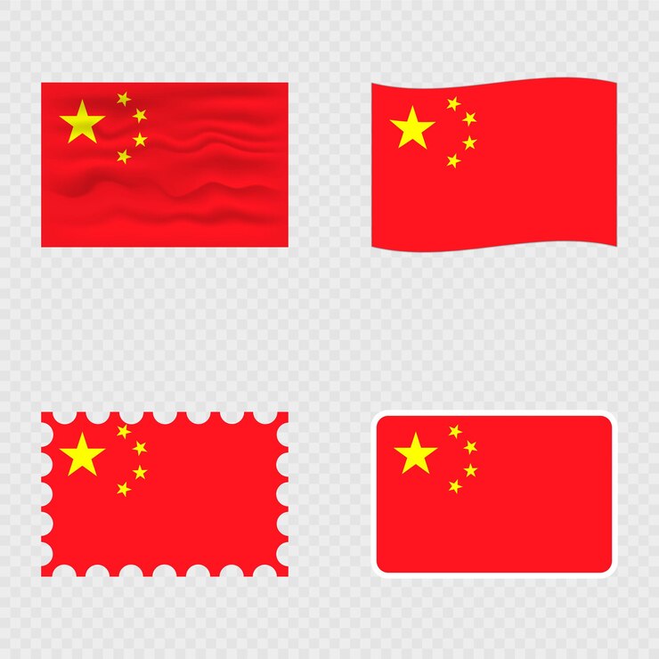 Vector 4つの異なるスタイルの中国国旗