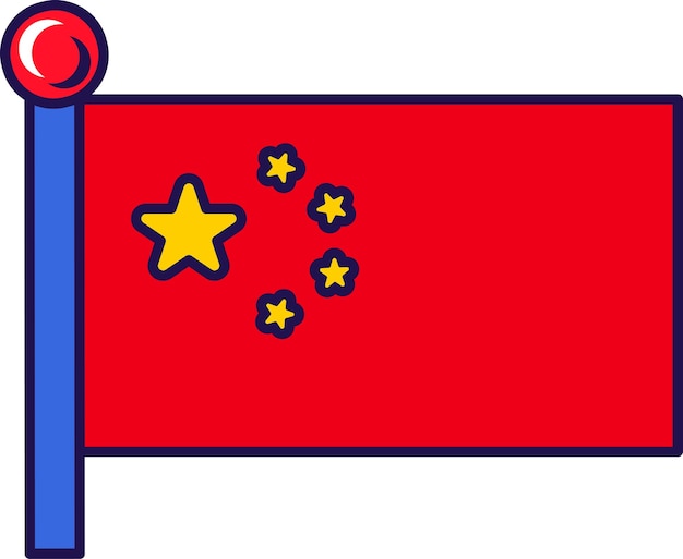 Vector china people republic flag on flagstaff vector