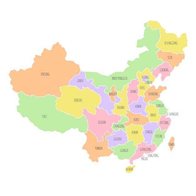 中国の政治地図 低詳細