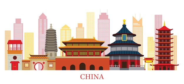 Vector china skyline landmarks