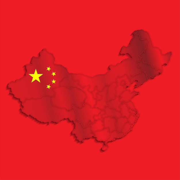 Vector china vector flag and map