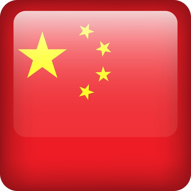 China vlagknop Vierkant embleem van China Vector Chinese vlagsymbool Kleuren correct