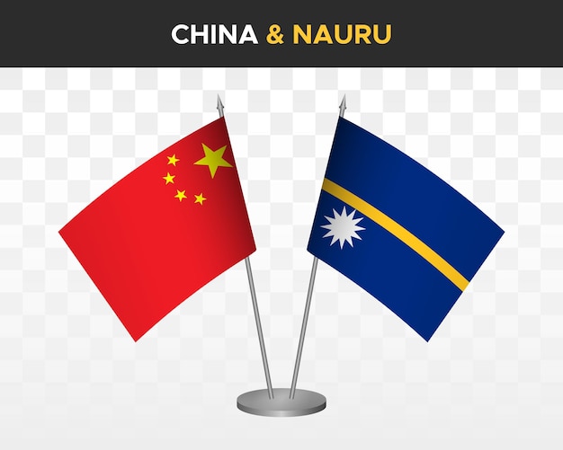 China vs nauru bureau vlaggen mockup geïsoleerde 3d vector illustratie chinese tafel vlaggen