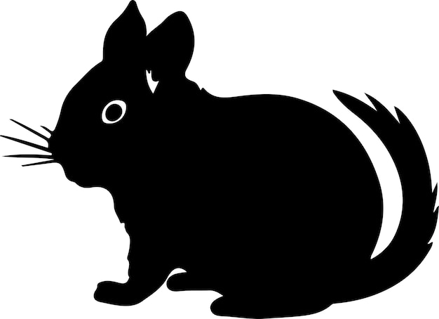 Vector chinchilla black silhouette with transparent background