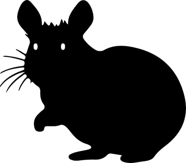 Vector chinchilla black silhouette with transparent background