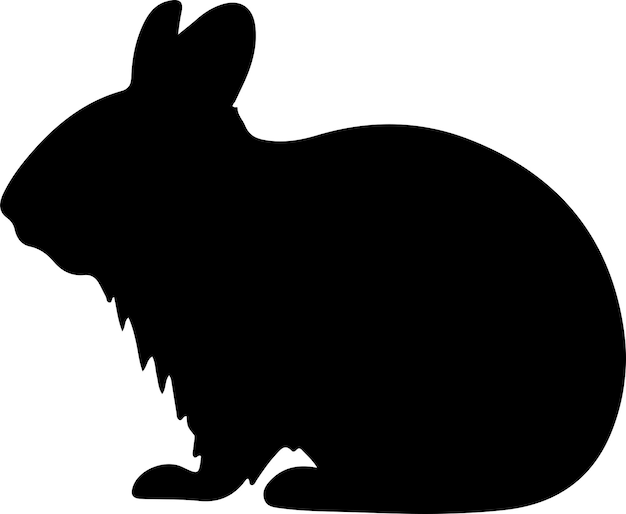 Vector chinchilla black silhouette with transparent background