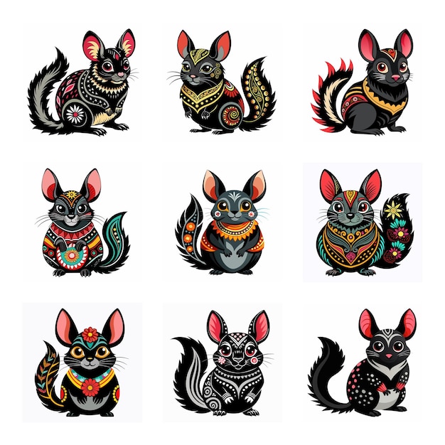 Chinchilla black vector in the mexican style