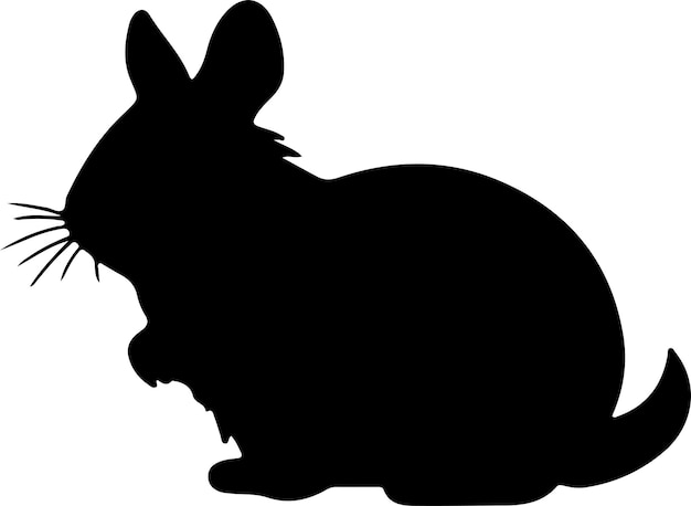 Vector chinchilla zwart silhouet met doorzichtige achtergrond