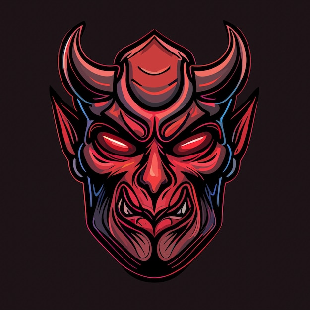 Chinees demon masker plat ontwerp vector kunst demon masker pictogram