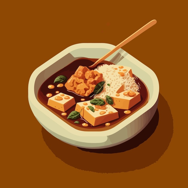 Chinees eten Kung Pao Chicken heerlijk authentiek Aziatisch eten geïsoleerde vectorillustratie