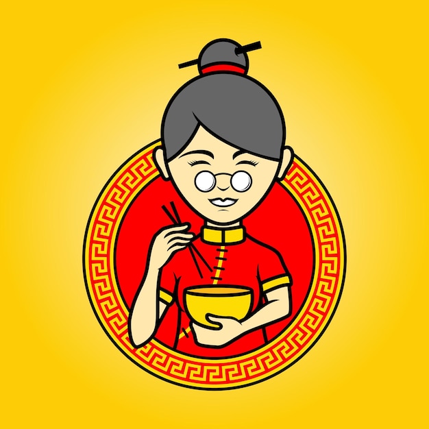 Chinees eten logo restaurant vector Illustration