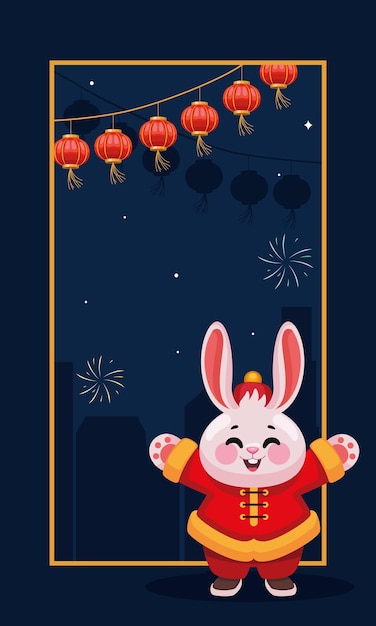 Chinees konijn met hangende lampen