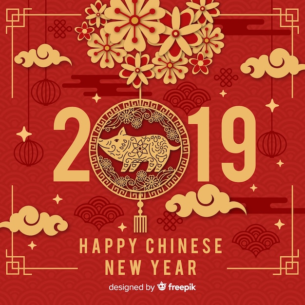 Chinees nieuw jaar 2019 achtergrond