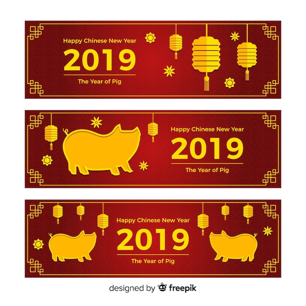 Chinees nieuw jaar 2019 banners