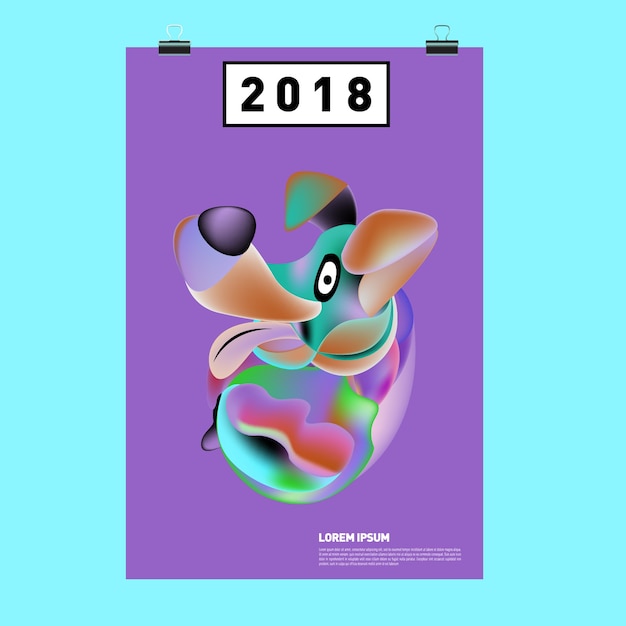 Chinees nieuwjaar 2018 feestelijke vector kaart ontwerp met schattige hond, dierenriem symbool van 2018 jaar