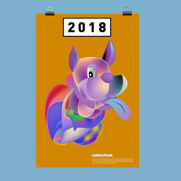 Chinees nieuwjaar 2018 feestelijke vector kaart ontwerp met schattige hond, dierenriem symbool van 2018 jaar